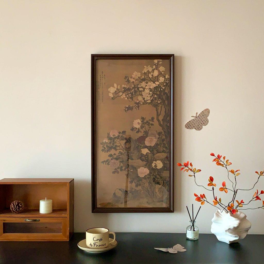Chinese Pine & Crane Longevity Wall Art - Framed Replica for Living Room, Entrance, Tea Room, or Homestay