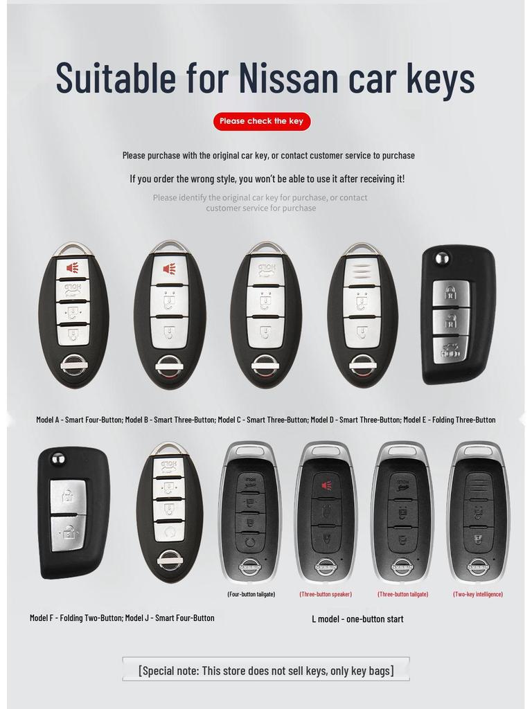 Passt für 14. Generation Nissan Teana, Sylphy, Qashqai, T-Roc, X-Trail, Tiida, Kicks, Murano Schlüsselabdeckungen und weitere Modelle.