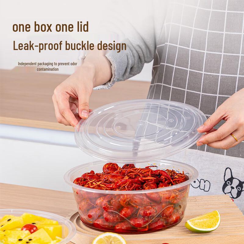 Temeiju Disposable Round Plastic Meal Boxes with Lids