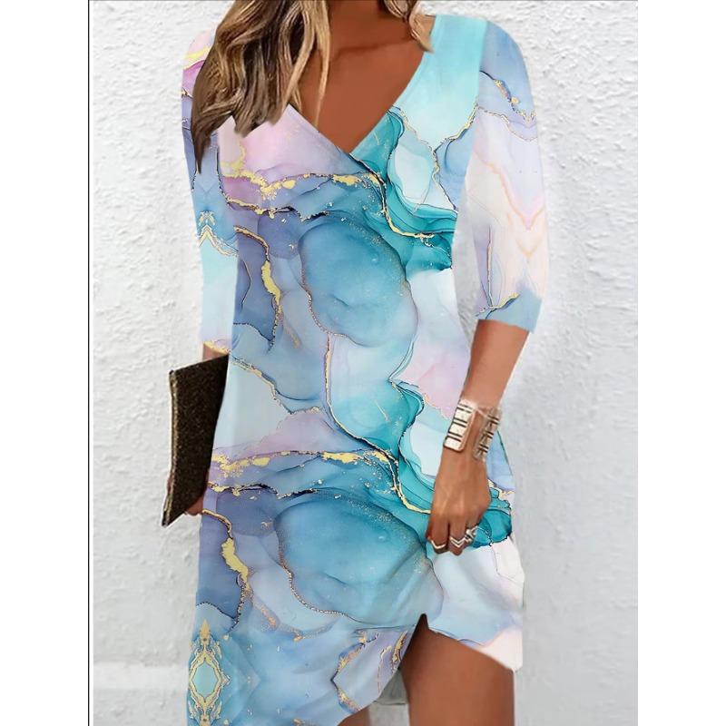 

BITCED Fashion Summer Spring Short Sleeve V-Neck Casual Dresses XXXL