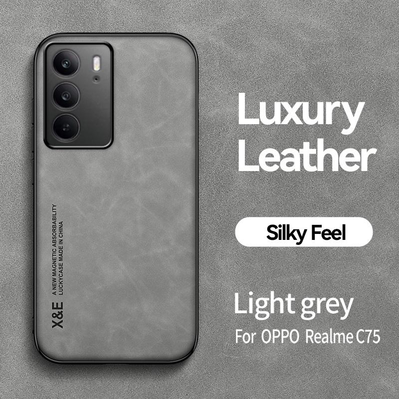 Funda For OPPO Realme C75 4G Case Car Magnetic Holder Leather Phone Cover For Realmi C75 C 75 RealmeC75 75C Soft Silicone Coque