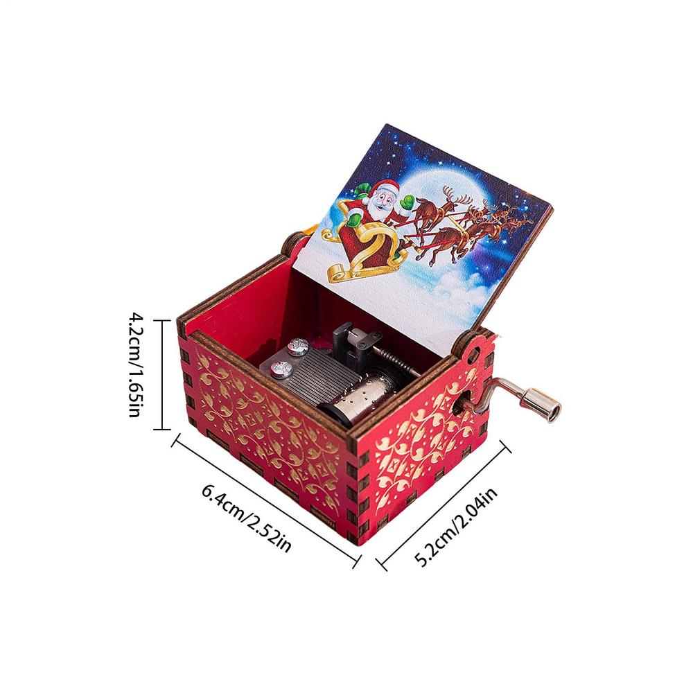 Hot Wooden Hand Crank Music Box Fantastic Christmas Music Box Wooden Carved Music Boxes Christmas Birthday Gift Home Decor