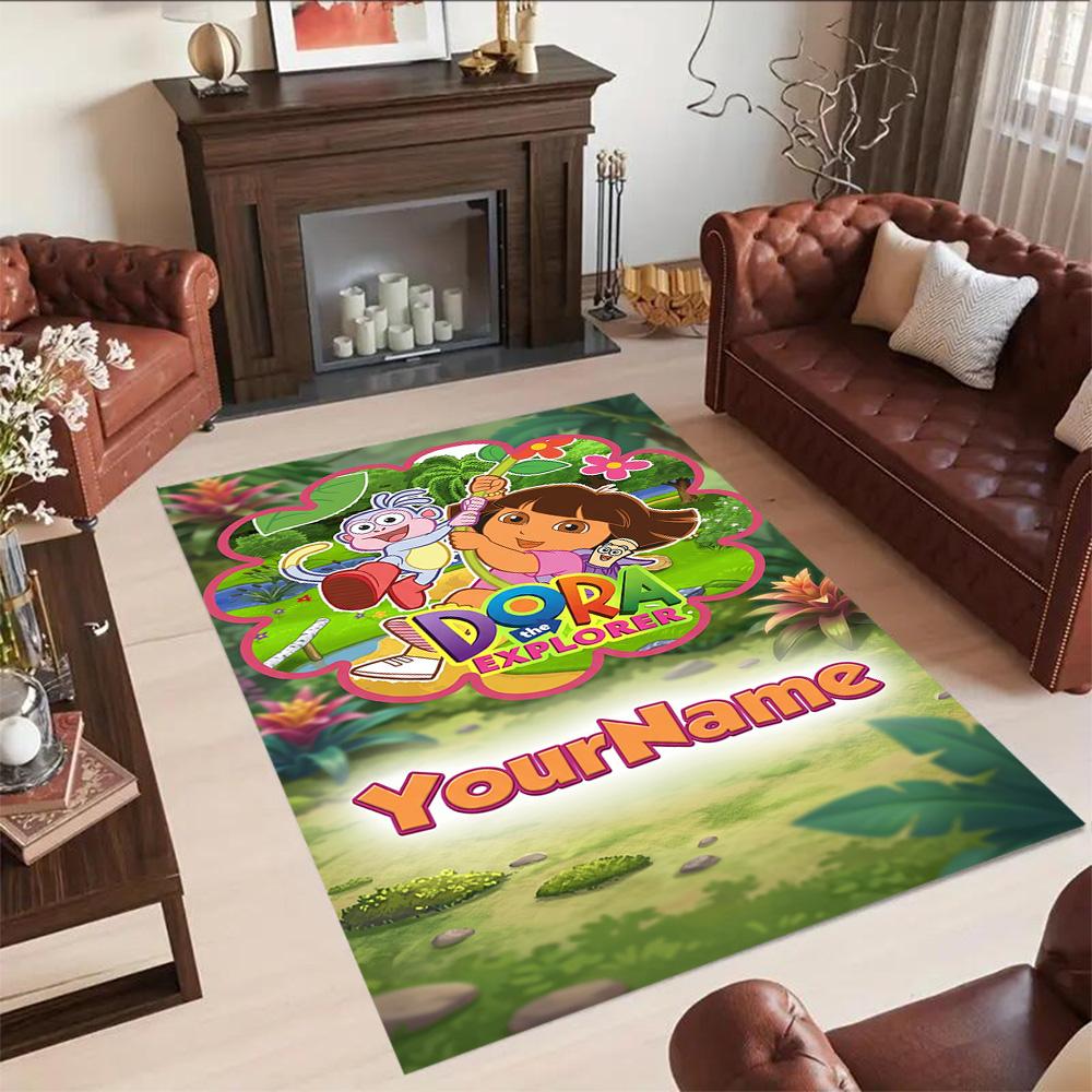 Dora Explorer Customize Your Name Floor Mat Suitable for Study room Outdoor Dining Room Playrooms Anti-slip Rug Office home decor