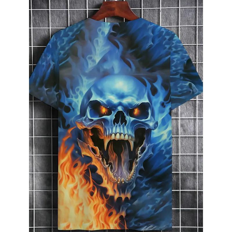Men s T-Shirt Cool Skull Graphic 3D Printed T-Shirt Street Style Round Neck Fashion Men s Oversized S