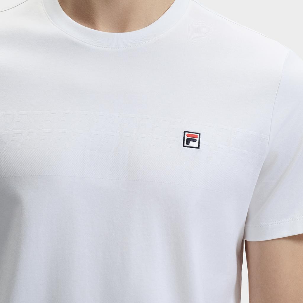 Fila Modern Heritage Simple Basic Fashion Casual Short Sleeve T-Shirt Men Tops Standard-White F11M431101FWT