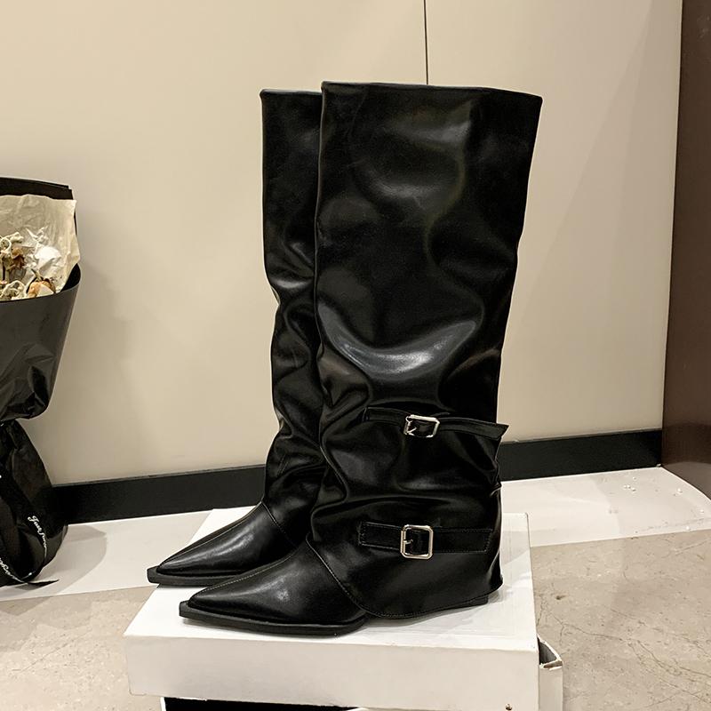 Designer New High-heeled Women Boots Pointed Toe Long Boots for Women Sexy Punk Gothic Boots Paris European and American Female