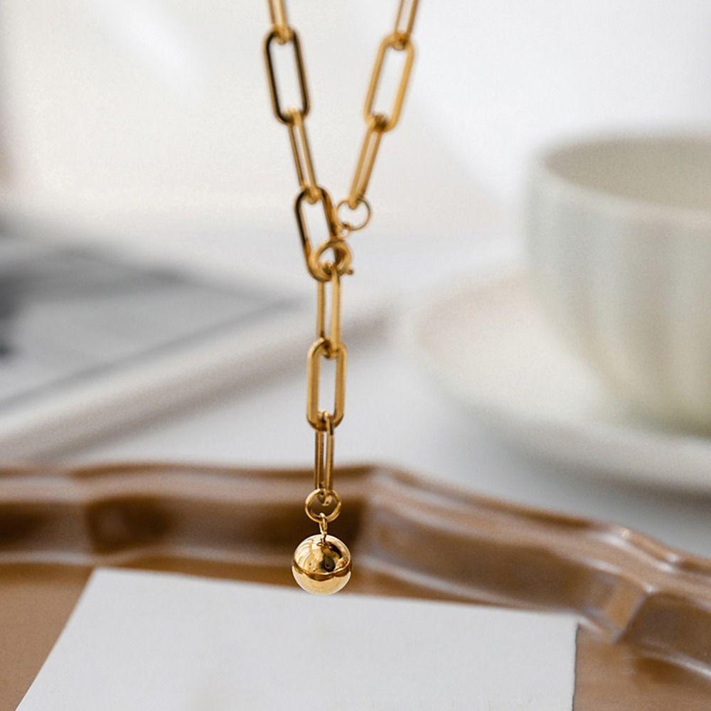 Adjustable Metal Choker Necklace Gold Clavicle Chain Necklace Paperclip Necklace  Girl Gift