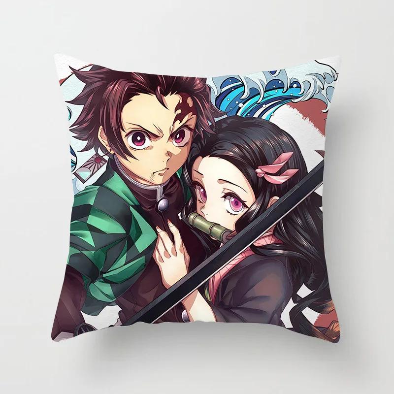 45 * 45Cm Anime Demon Slayer Kimetsu No Yaiba Printed Pillowcase Kids Bedroom Living Room Home Decor Pillow Cases Pillowcase