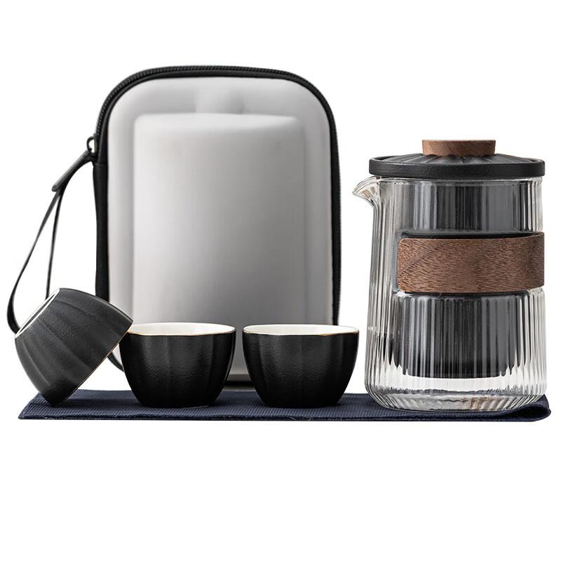 Zen Black Portable Ceramic Travel Tea Set