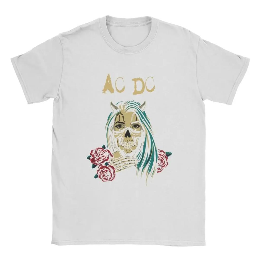 Maglietta da Uomo AC Band Musica DC Ghost Flower Casual 100% Cotone Manica Corta Cool Hip Hop Harajuku Magliette Girocollo Stampa