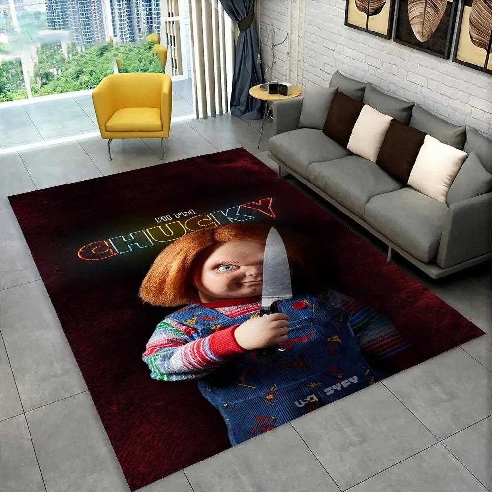 Postava z hororového filmu Chucky Saw Cartoon Area Koberec, Koberec Koberec do obývacího pokoje Ložnice Pohovka Rohožka Dekorace Protiskluzová podložka na podlahu