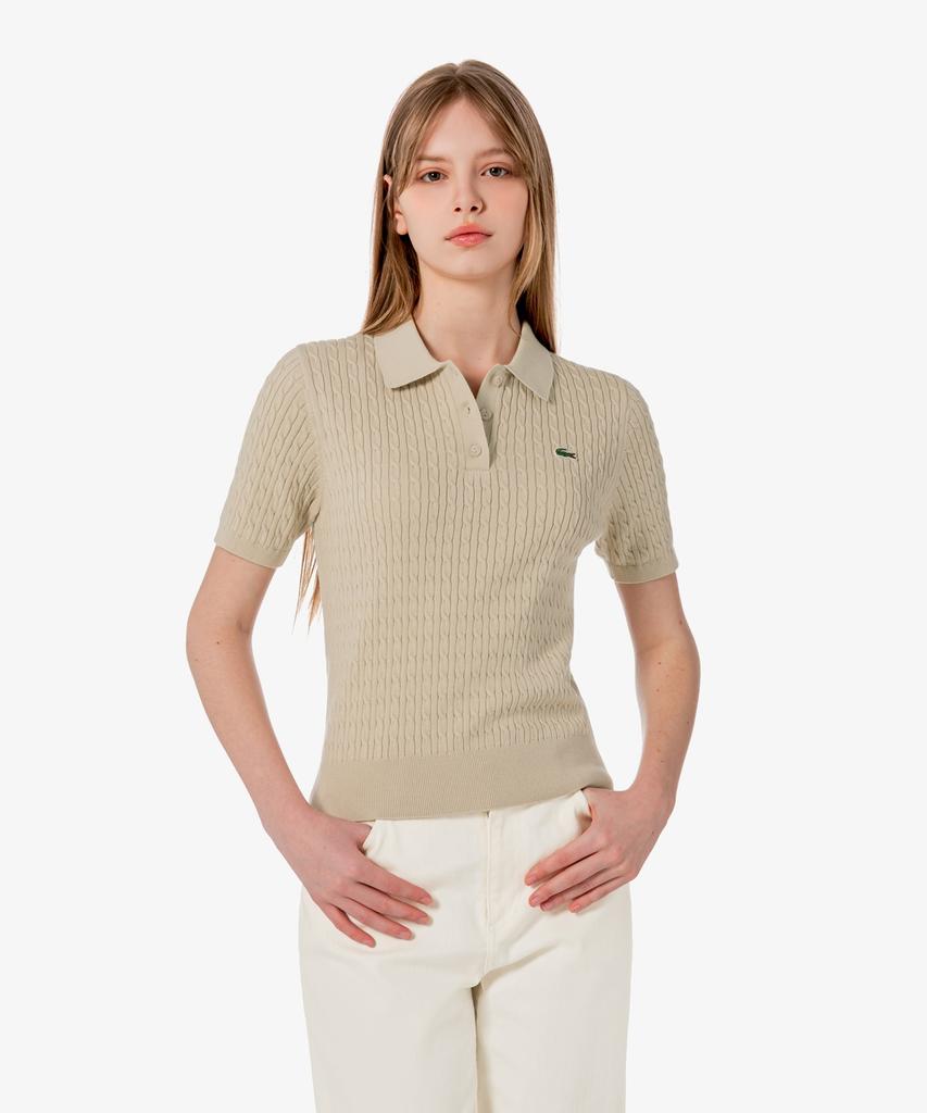 LACOSTE Women'S Cable Sweater Polo Shirt Pf607E-56G 02S