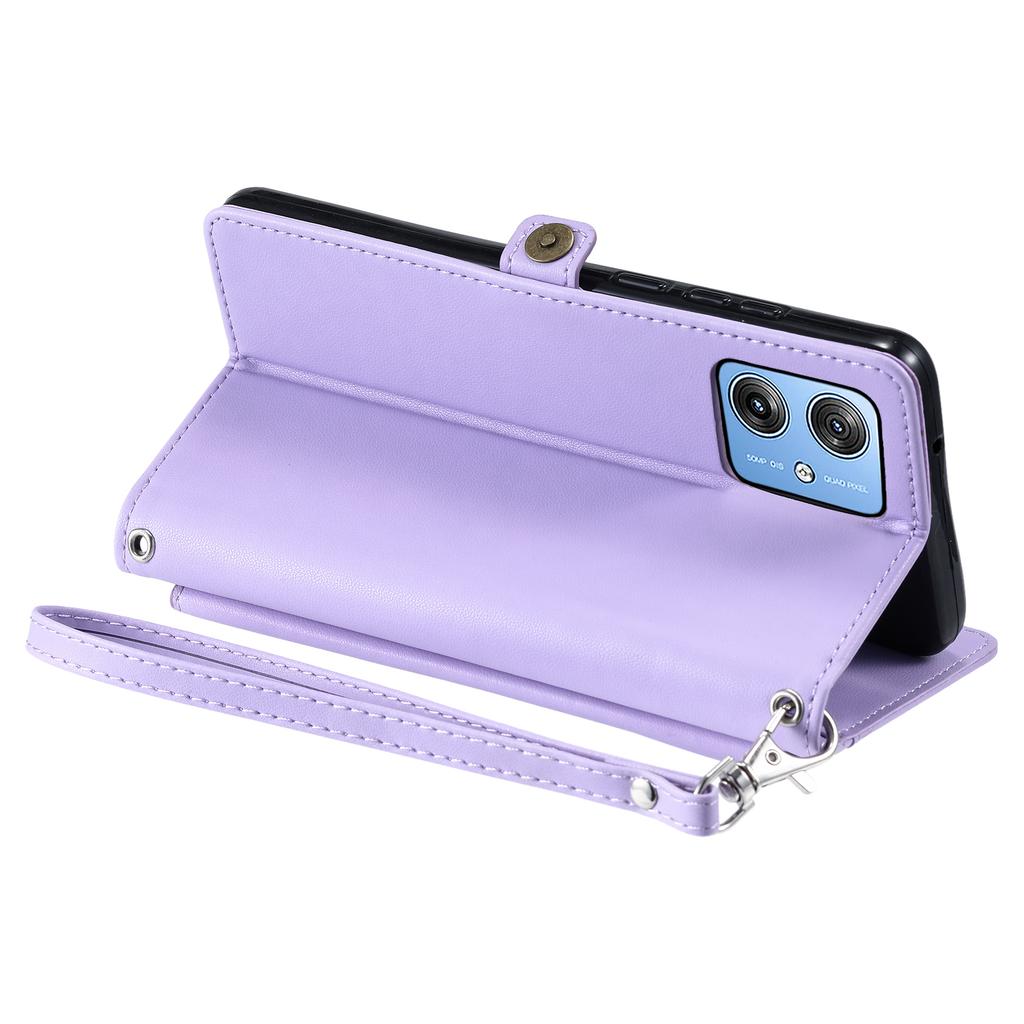 For Motorola Moto G54 5G/G64 5G Leather Case Wallet Stand Phone Cover with Straps