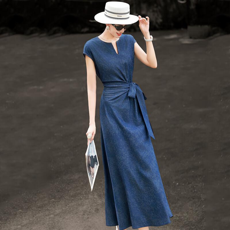 Lanseer French Retro Lace-up Sleeveless Dress M