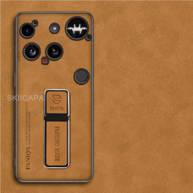 

Чохол-тримач з магнітом з ПУ шкіри ягняти для Nothing Phone 3 Матовий Бездротова зарядка Ударостійка Кришка-підставка для Nothing Phone 3A Pro Phone3 Nothing Phone (3a) коричневий