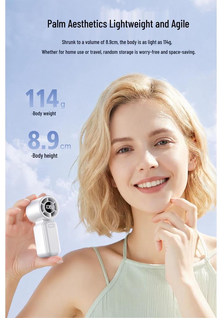 Portable USB High-Speed Turbine Fan - Compact Handheld Semiconductor Cooling Fan for Home Use