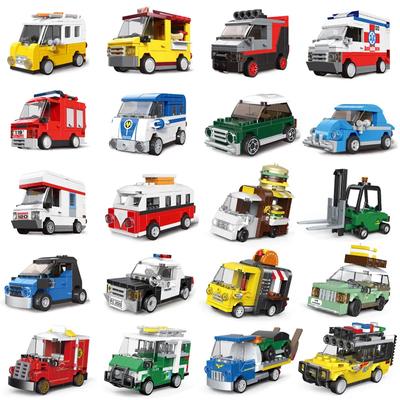 Závodní auto Autobus Stavební vozidlo Sanitka Natahovací model Stavební kostky Cihličky Hračky Děti Chlapci Kompatibilní s Lego