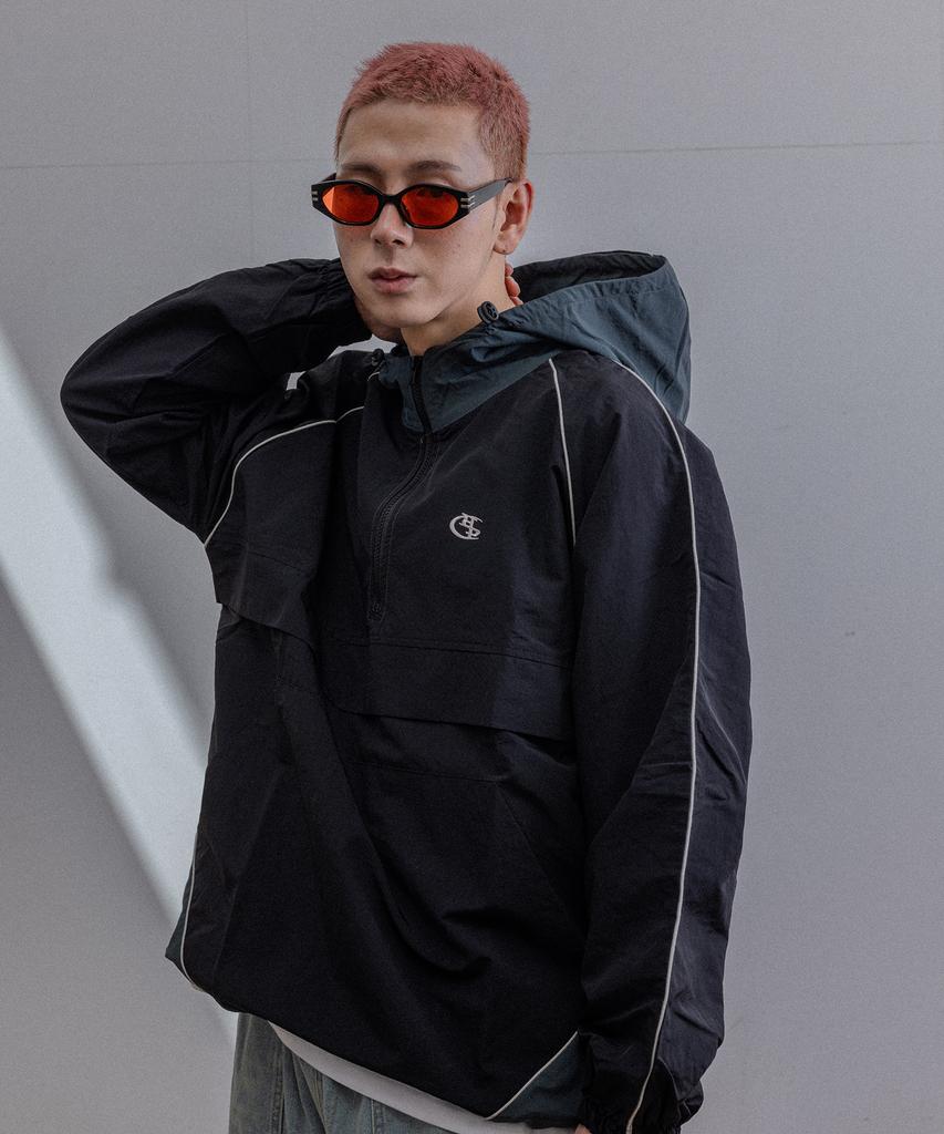 Burning Capone Bc Line Hoodie Anorak Charcoal