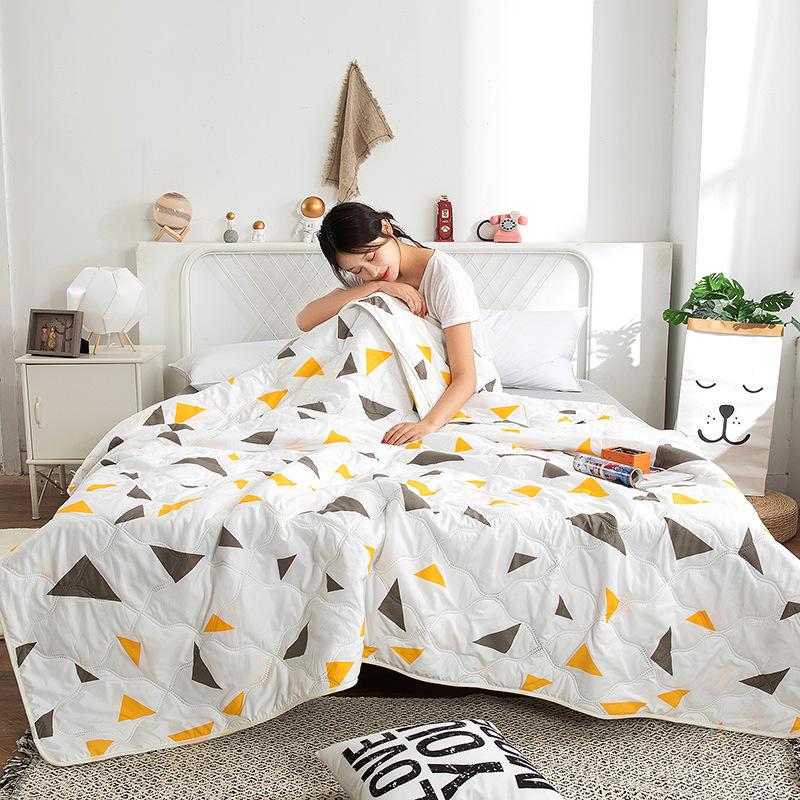 New Printed Quilt Washed Cotton Quilt Spring and Autumn Quilt Summer Cool Quilt Thin Blanket Home Textiles Machine Washable Skin Friendly Bedding