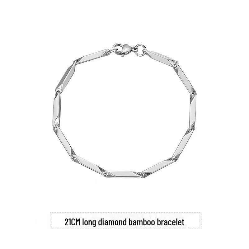 Diamond-Shaped Titanium Steel Necklace: Versatile Men's Accessory, Light Luxury Stainless Steel Sweater Chain, Women's High-End Long Necklace