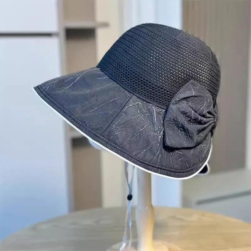 WTEMPO Big Bow Large Brim Sun Hats Seaside Travel Holiday Hats Beach Sunscreen Fabric Hats for Female In Summer