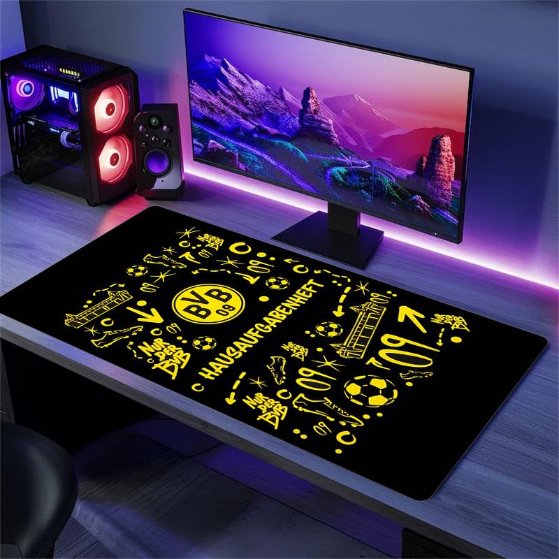 Dortmund Team Logo Mauspade, Große Gaming Schreibtischmatte, Rutschfestes XXL Mauspade für Laptop & Tablet, Mini-PC Spielmatte mit Genähten Kanten