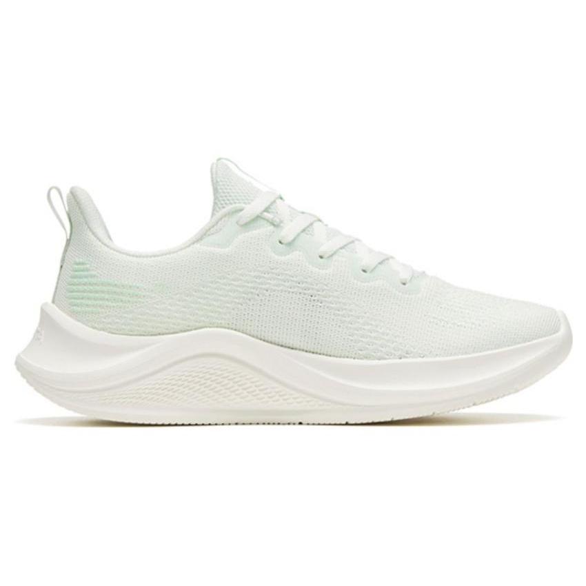New Anta Flyknit Anti Slip Wear Resistant Low Top Sprint Running Shoes Women's White Green 922515557-3