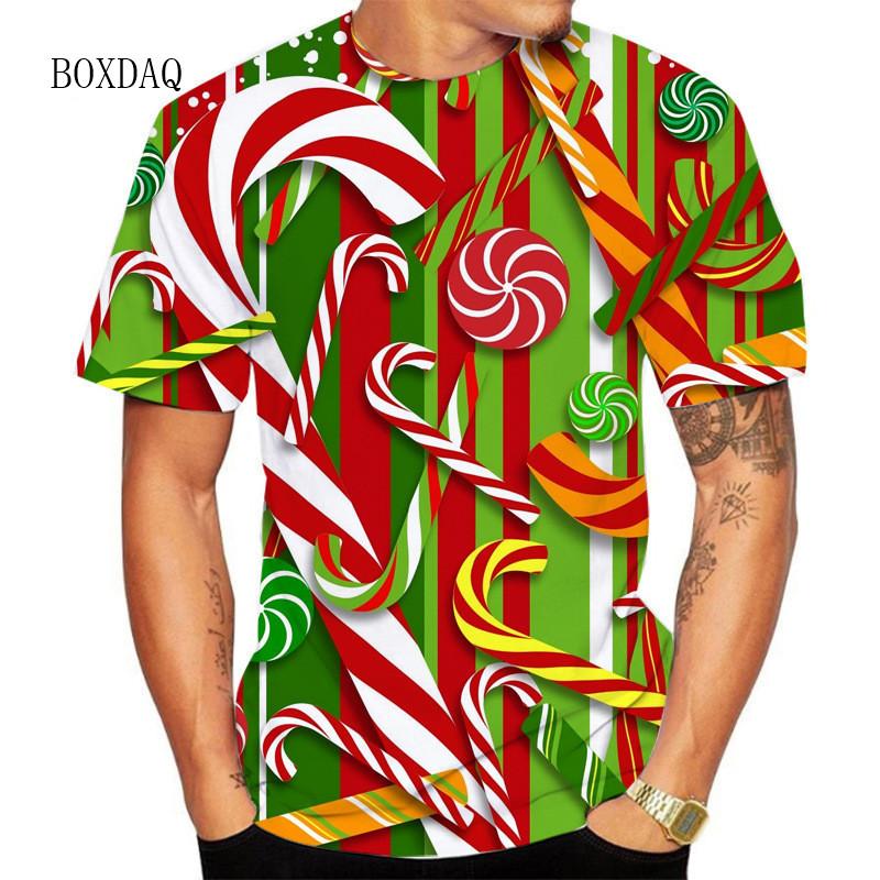 Summer Men's 3D Printed Crew Neck T-Shirt Christmas Dress Up