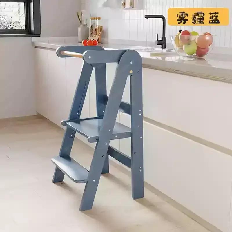 Learning Tower - Solid Wood Foldable Step Stool with Armrest for Toddlers - Ideal for Kitchen Use