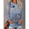 Womens Loose Fit Long Sleeve Round Neck T-Shirt With 3D Dinosaur Christmas Tree Print Milk Silk Fabric