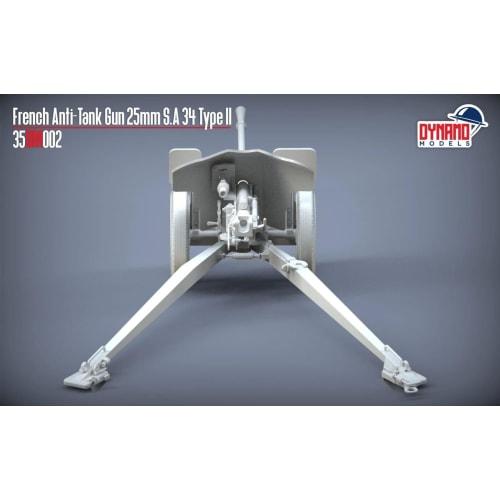 Dynamo Models 1/35 French Hotchkiss 25mm S.A. 34 Type 2 Anti-Tank Gun Plastic Model DYN35DM002
