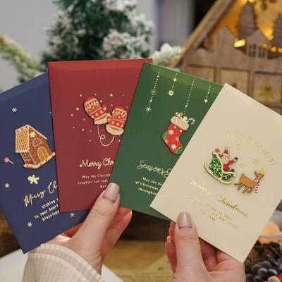 4pcs Retro Christmas Eve Cards Gifts Festivals Christmas Handwritten Cards Thank You Cards
