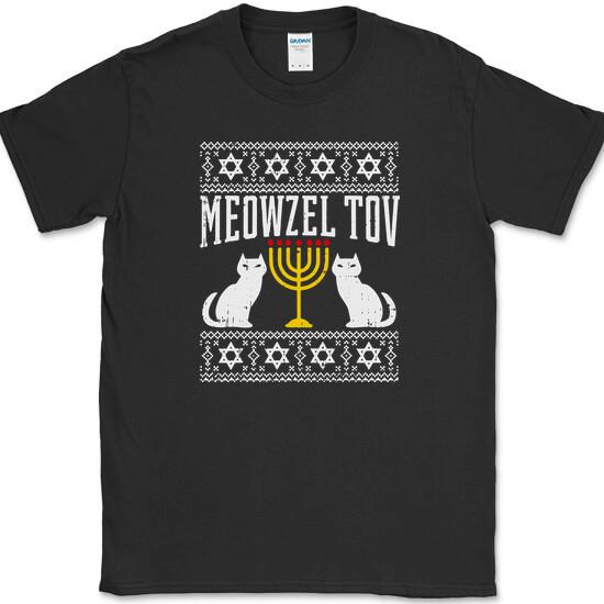 

Футболка MEOWZEL TOV Забавная Ханука Юмор Шутка Праздничная Футболка для Любителя Кошек 2XL