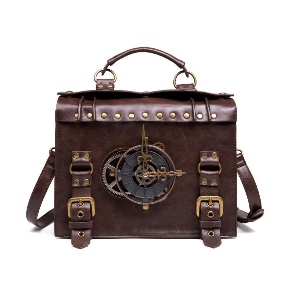 European and American Punk Women's Bag, Retro Brown, Outdoor Mobile Phone Change, Mini Bag, Sports and Leisure, Mini Waist Bag