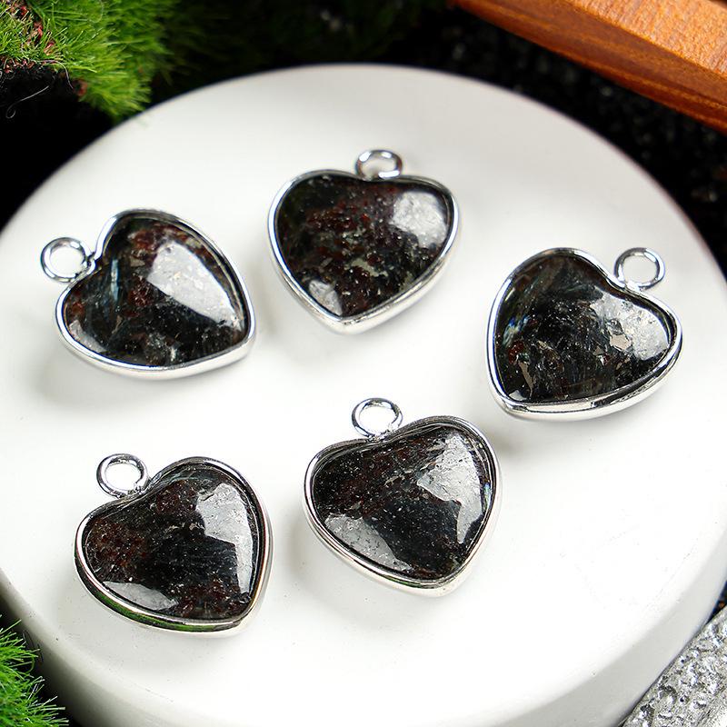 Heart-Shaped 15x19mm Natural Amethyst Agate Jade Bezel Pendant for DIY Jewelry Making