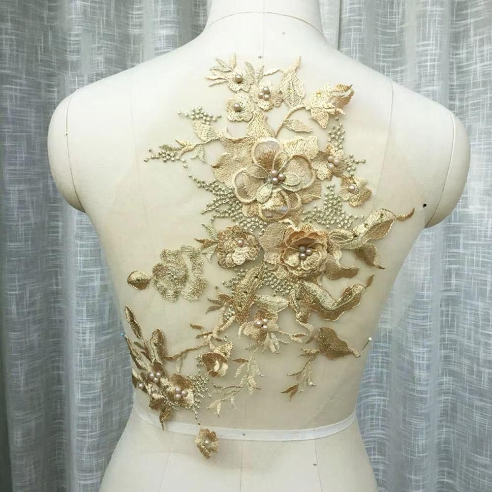 3D-Blumen zum Aufnähen Aufnäher Bunt Pailletten Perlen Spitze Applikation Kleiderreparatur