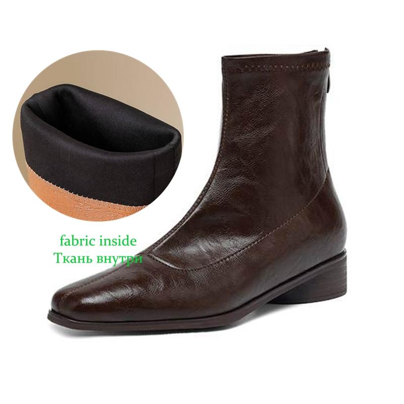 Krazing Pot Microfiber Winter Square Toe Modern Size 33 Boots Size 43 Metal Rivets Med Heels Zipper Women Ankle Boots