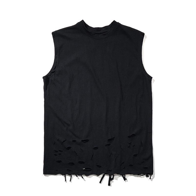 

LawFoo весна-лето 2020, новый оригинальный модный брендовый мужской жилет в стиле хип-хоп с вырезом и дырочным дном XXL чёрный