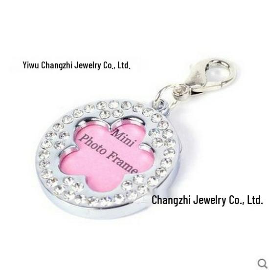 Rhinestone Pet Collar Pendant: Heart & Bone Shape Photo Frame, Anti-lost Info Tag, DIY for Cats & Dogs