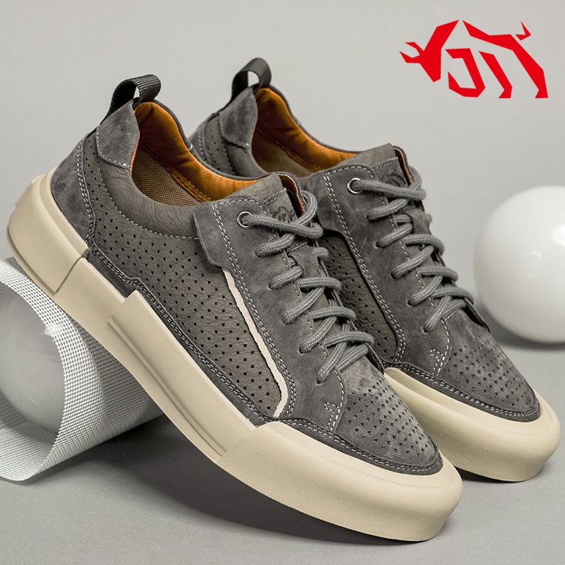 Trend Genuine Leather Casual Shoes for Men Luxury Platform Sneakers Non-Slip Flats Men Tenis Shoes Non-Slip Male Skateboard