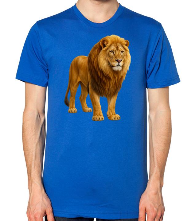 Lion Graphic T-Shirt Animal Print Casual Short Sleeve Unisex Tee S разноцветный
