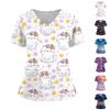 Women's Fashion V,Neck Short Sleeve Overalls With Pockets  Print Tops  Clothes