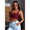 Women's Claret Red Strappy Crop Bustier
