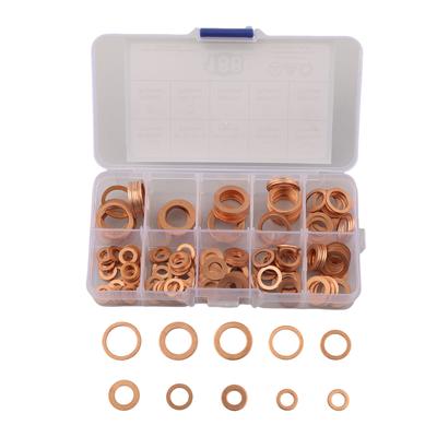188 pezzi Rondella di rame Guarnizione Dado e Bullone Set 9 Misure Assortimento Rondelle Metriche Kit Rondella di tenuta ad anello piatto Ferramenta