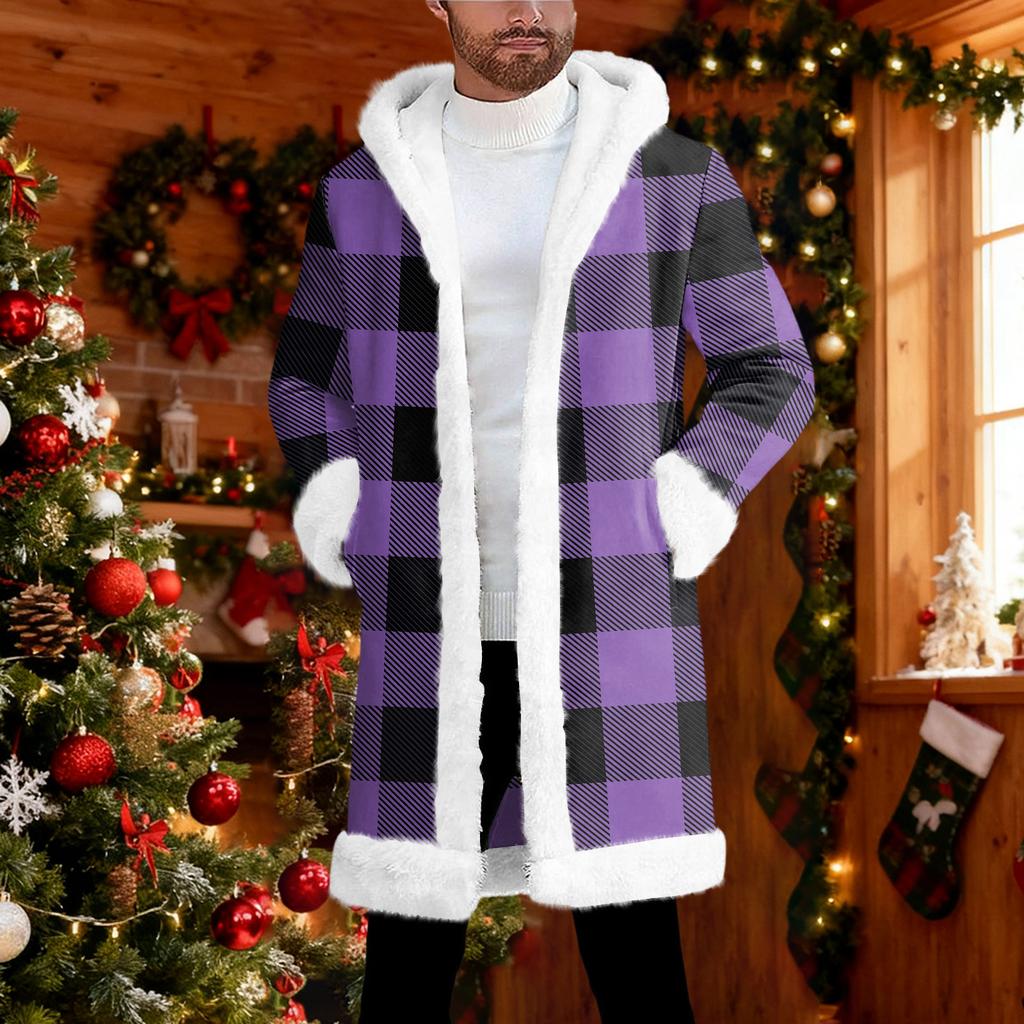Pánský kardigan s kapucí, dlouhý, hřejivý kabát