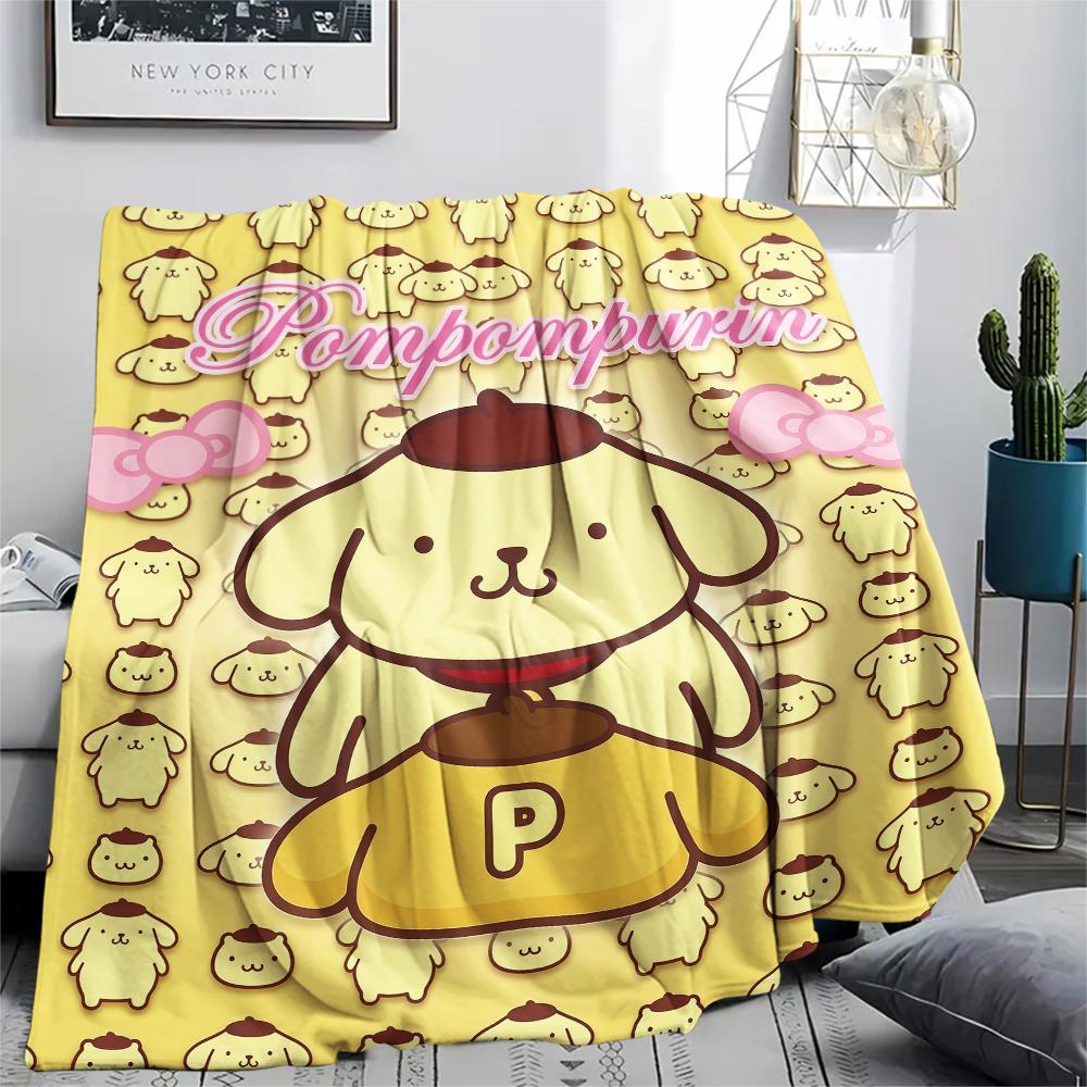 1PC Pompompurin Print Flannel Blanket, High quality All Seasons, Home Decor, Warmth and Comfort, Perfect for Christmas Gifts