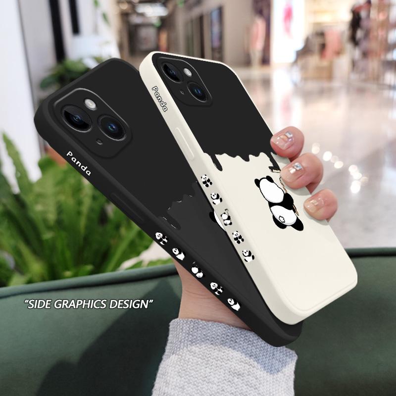 Paint Panda Phone Case For iPhone 15 14 13 12 11 X XR XS SE2 SE2020 8 7 6 6S Plus Pro Max Mini Silicone Cover