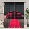2Pcs- Red coupe - Printed curtain -100% polyester material, suitable for bedroom curtains and living room decoration;