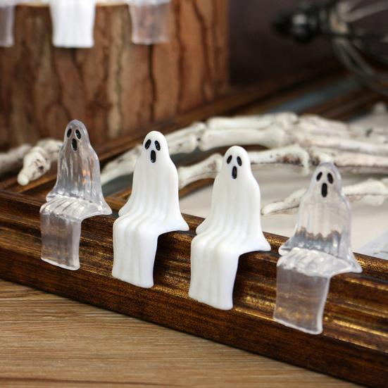 20 Pcs Mini Ghost Ornaments Sitting Ghost Miniatures Halloween Screaming or Smiling Ghost Decorations for Flower Pot Bookshelf Windowsill Edge