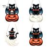 Festive Wooden Wall Hanging Halloween Door Sign, Black Cat Bat Pumpkin Plaque with Indoor Outdoor Holiday Ornament Jute Rope, Farmhouse Front